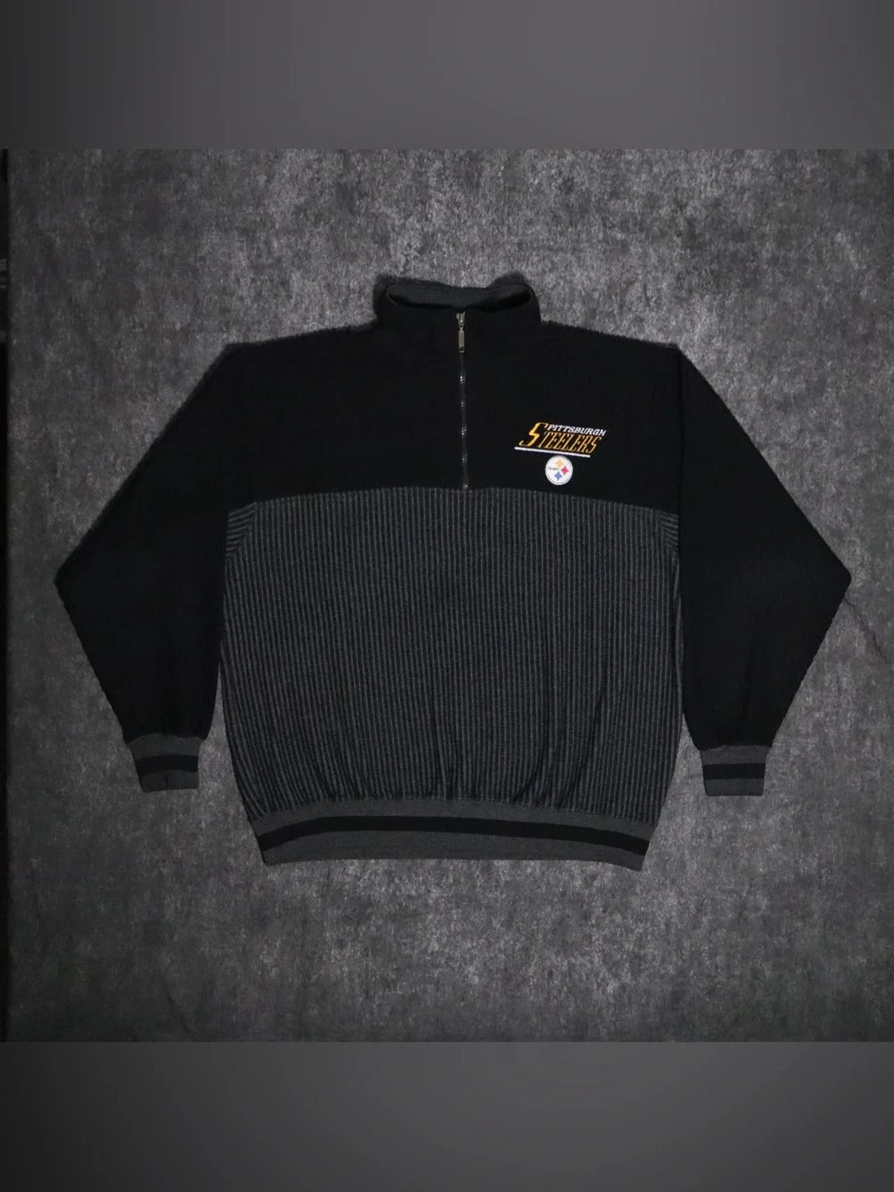 Vintage Pittsburgh Steelers Lee Sport 1/4 Zip Pullover Sweater Knit Size L NFL - Picture 1 of 5